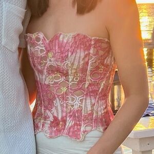 Pink Strapless Women's Corset Top